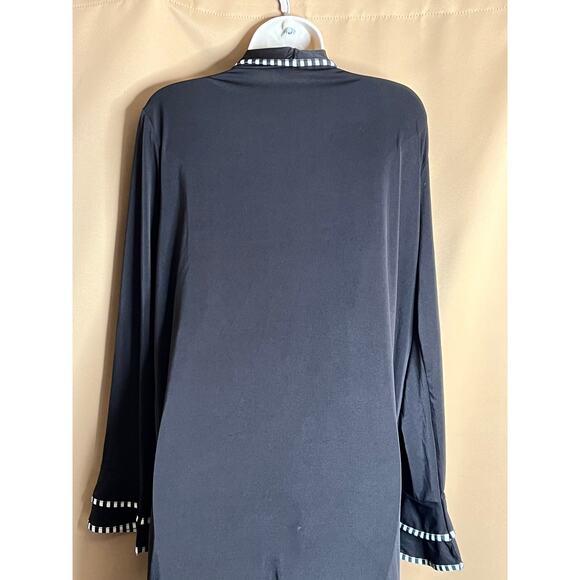 Lily Black White Stripe Detail Cardigan Duster Large - Picture 5 of 8